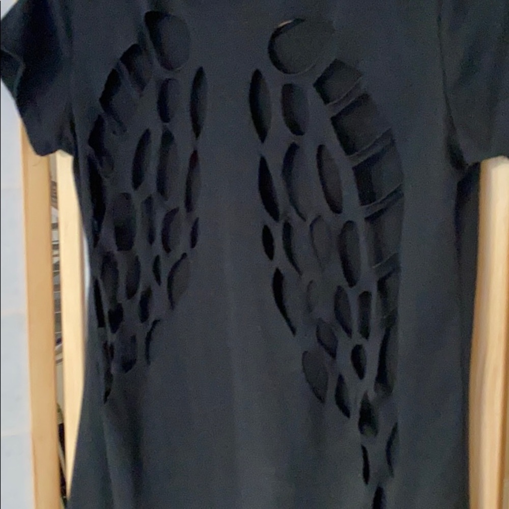 Black Angel Wing Cutouts T-shirt